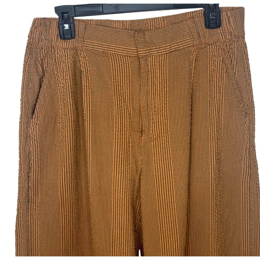 Free People Womens Star Of Wonder Striped Brown Wide-Leg Pants Medium - Picture 12 of 16